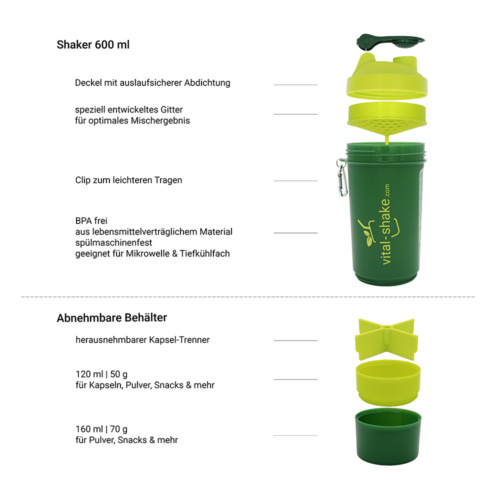 SmartShake Protein Shaker 600ml inkl. 2 Container