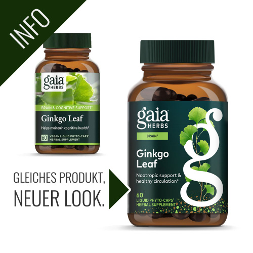 Ginko Leaf Kapseln von Gaia Herbs mit neuer Verpackung