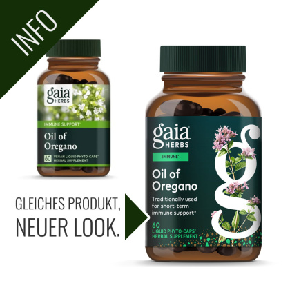 Neue Verpackung Oil of Oregano Kapseln von Gaia Herbs