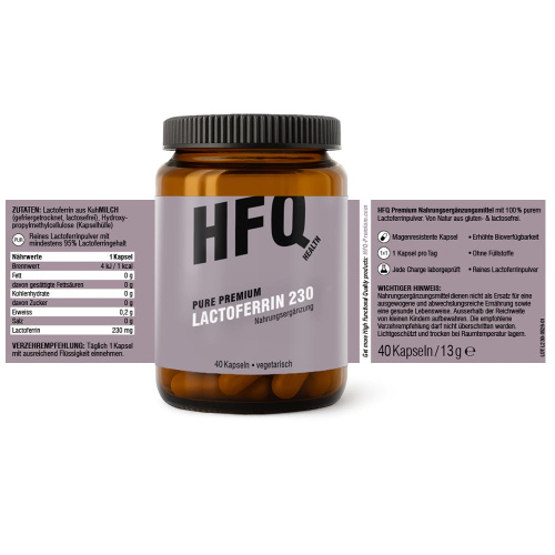 HFQ Health 230mg Pure Premium Lactoferrin Inhalt