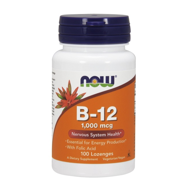 Vitamin B12 Lutschtabletten 1000mcg mit Folsäure 100mcg von NOW Foods
