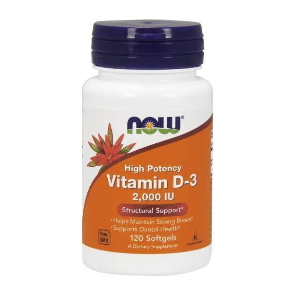 Vitamin D-3 2,000 IU - 120 Softgels Now Foods - Vitamin D3 mit 2000 IE 120 Softgel Kapseln