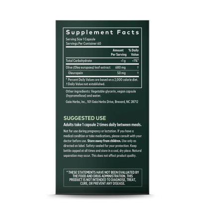 Inhaltsstoffe Olivenblatt Kapseln von Gaia Herbs