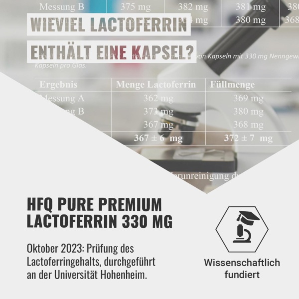 Lactoferrin 330mg Testergebnis und Zertifikat Testergebnis und Zertifikat