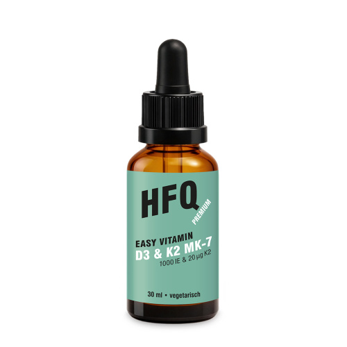 HFQ - Vitamin D3 & K2 Tropfen | 1000 IE D3 & 20 µg K2 - 30 ml mit MCT Öl
