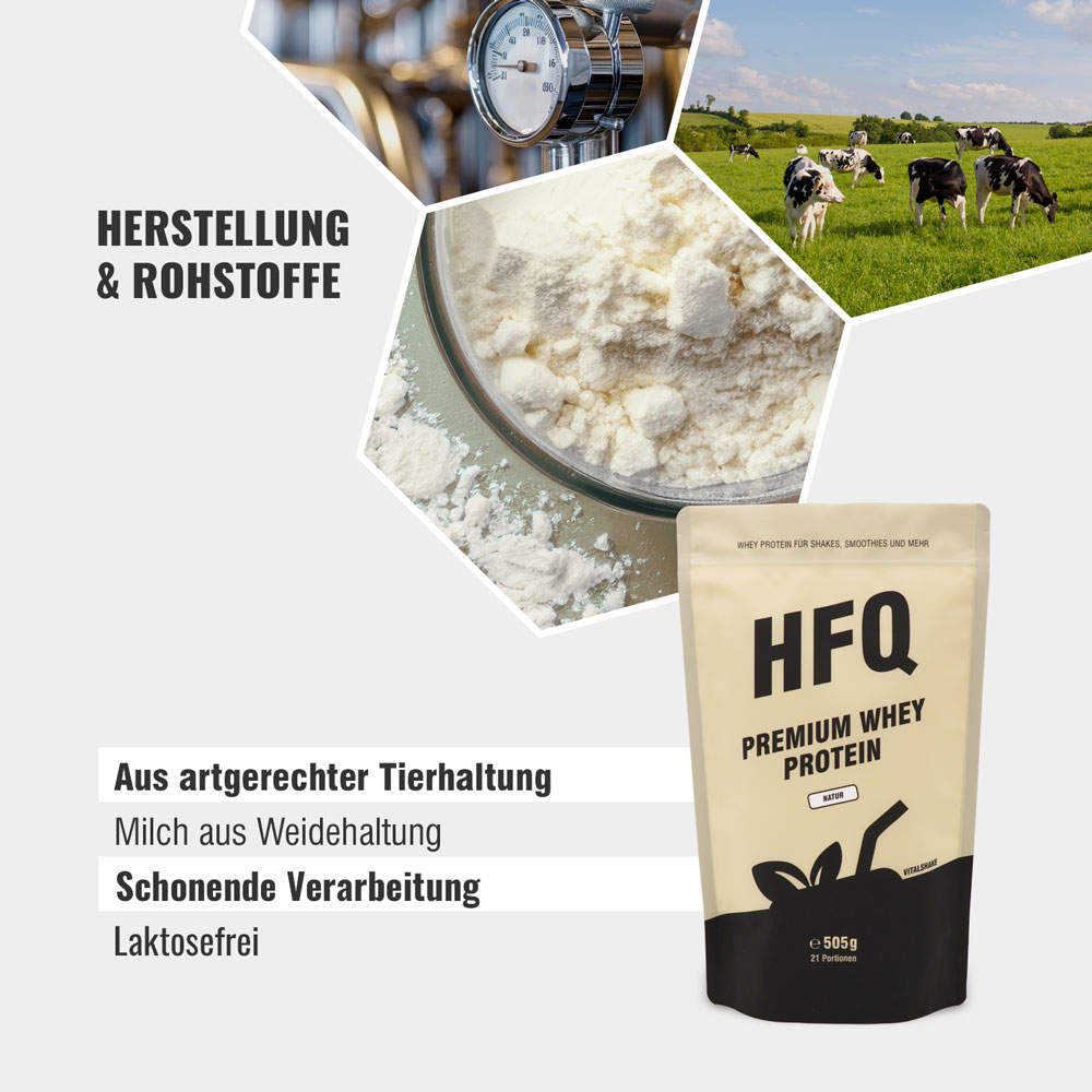 HFQ Vitalshake Whey Protein Herstellung und Rohstoffe