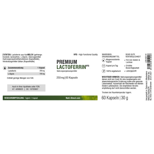 Premium Lactoferrin 250 mg, 60 Kapseln