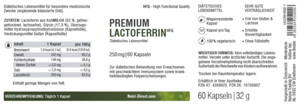Lactoferrin 250 mg vegetarische Kapseln
