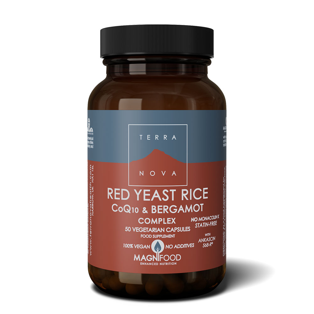 Terranova Red Yeast Rice, CoQ10 & Bergamot Komplex (Monacolin K-frei) 50 Kapseln