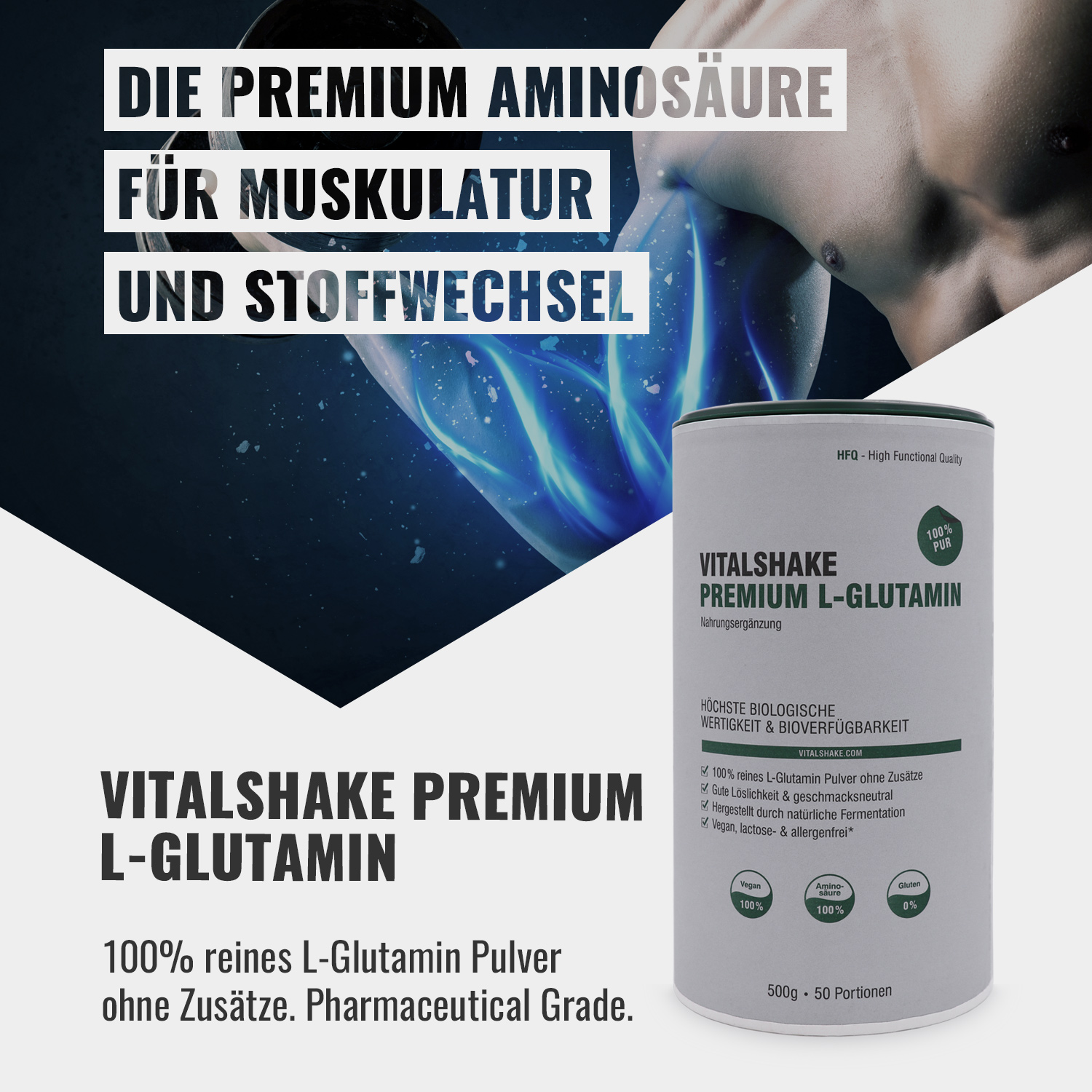 Vitalshake Premium L-Glutamin Pulver HFQ