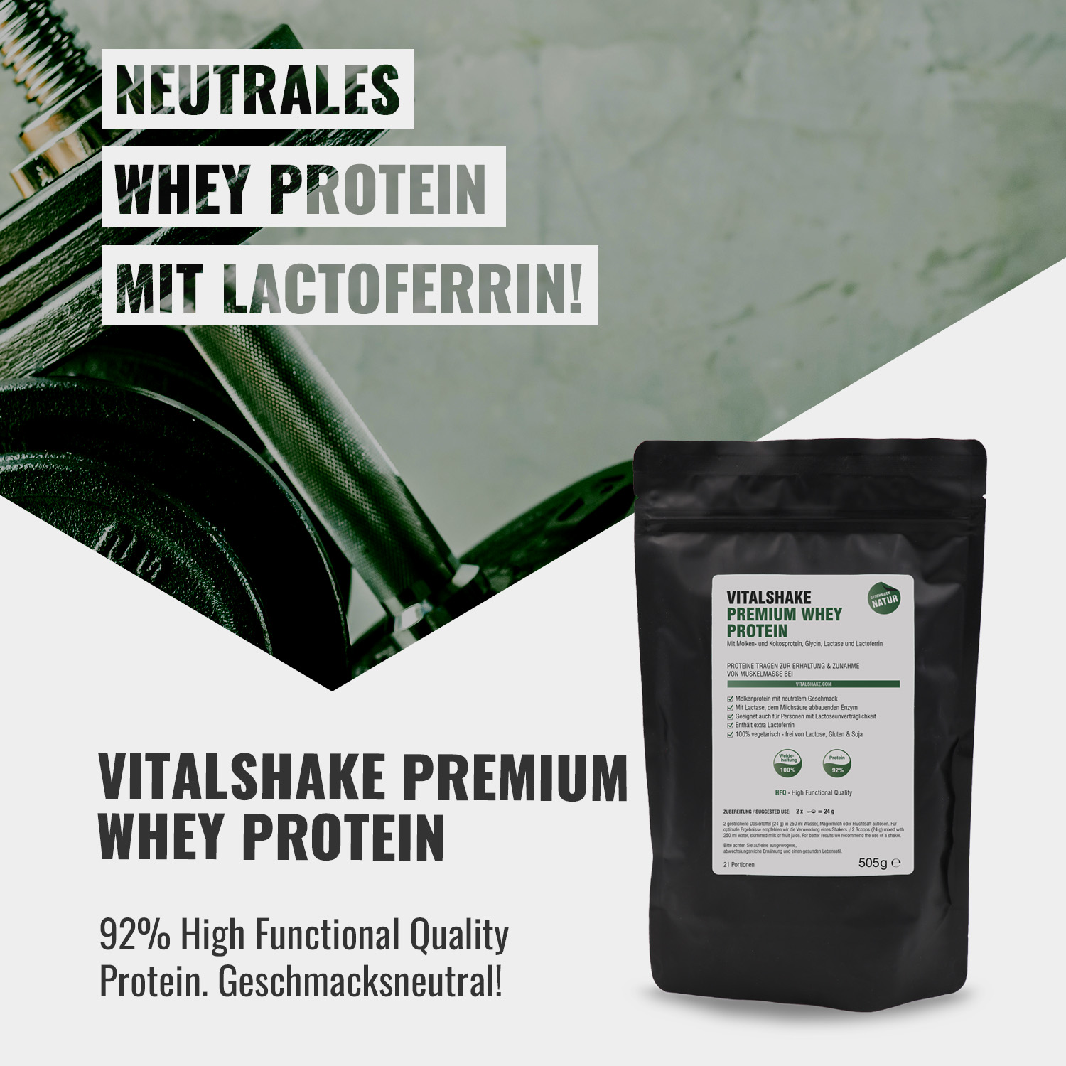 Vitalshake Premium Whey Protein Natur mit Lactoferrin
