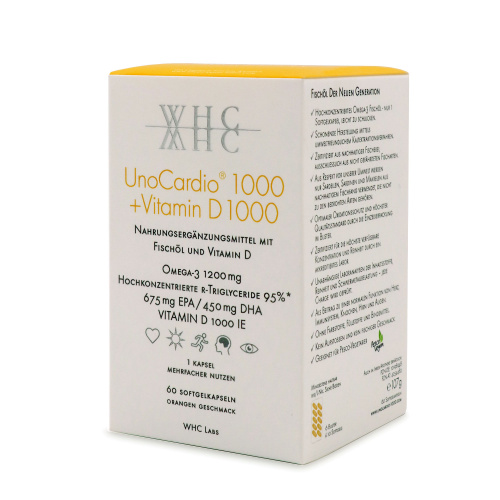 UnoCardio 1000 + Vitamin D 1000 - 1200mg Omega-3 Kapseln hochdosiert