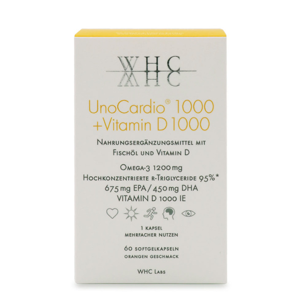 WHC UnoCardio 1000 + Vitamin D 1000 Omega-3 Kapseln, rTG