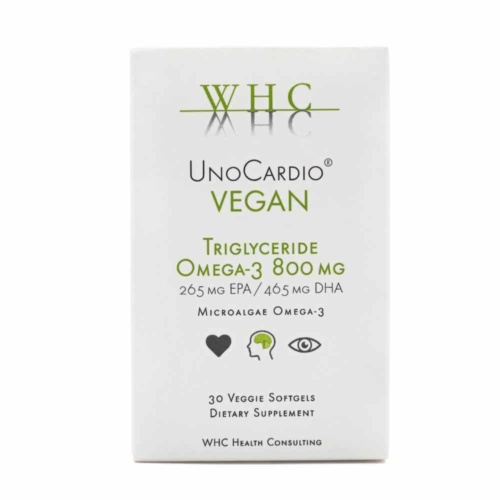 WHC UnoCardio Vegan, rTG, 800mg veganes Omega 3 pro Kapsel