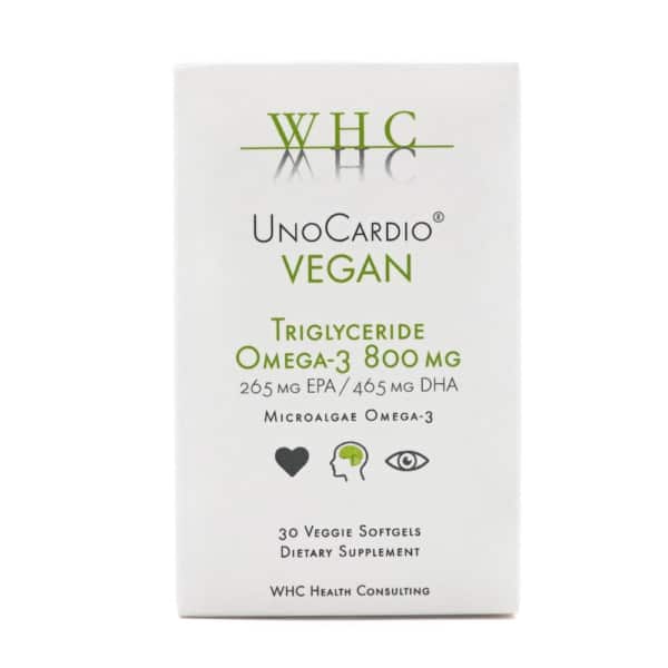 WHC UnoCardio Vegan, rTG, 800mg veganes Omega 3 pro Kapsel