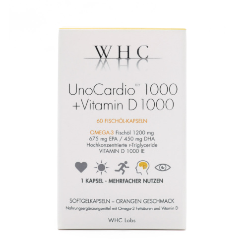 WHC UnoCardio 1000 + Vitamin D 1000 Omega-3 Kapseln, rTG